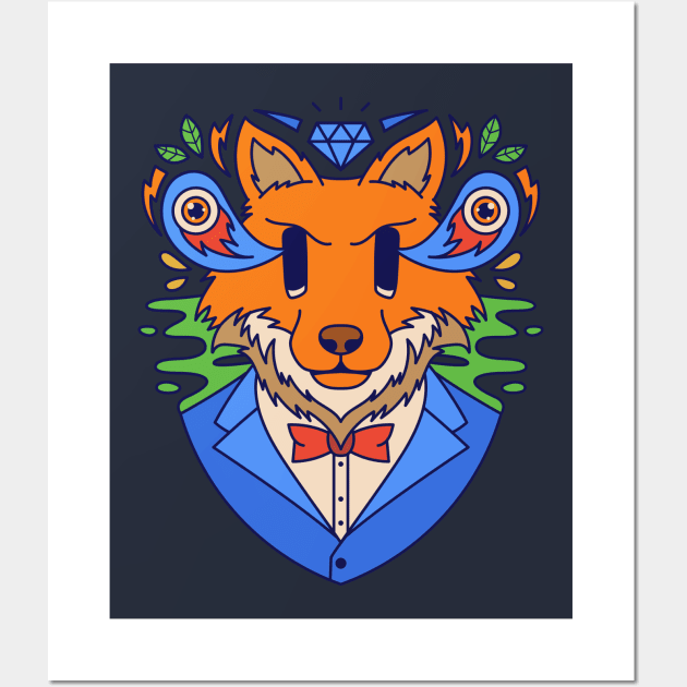 business fox illustration Wall Art by Mako Design 